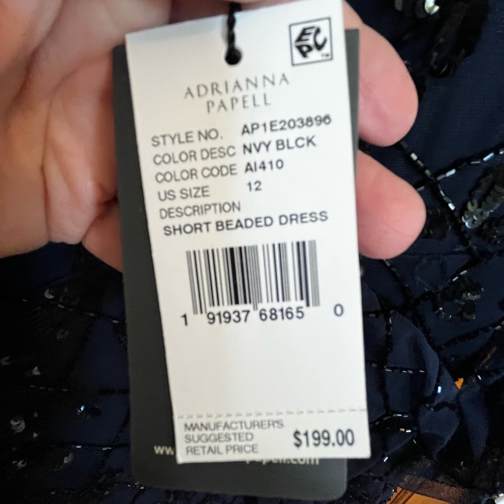 Adrianna Papell Navy Beaded Coctail Dress - Picture 10 of 13